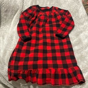 Carters 4/5 red black buffalo plaid Christmas flannel nightgown worn once epic